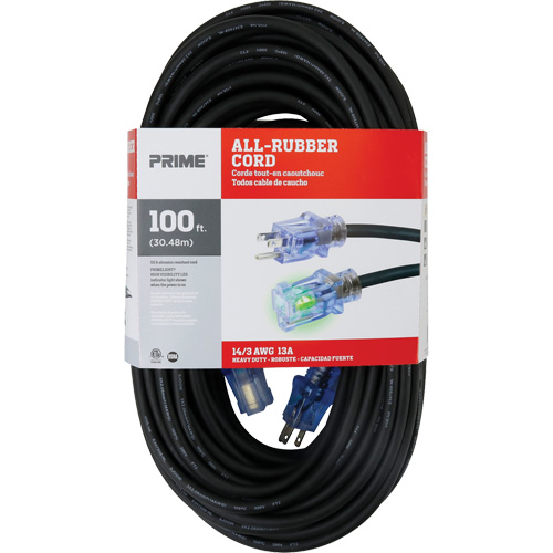 All-Rubber Extension Cord, Outdoor, SJOOW, 14/3 AWG, 15 A, 100' Moffatt Supply & Specialties