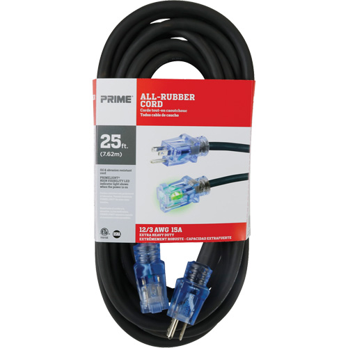 All-Rubber Extension Cord, Outdoor, SJOOW, 12/3 AWG, 15 A, 25' Moffatt Supply & Specialties