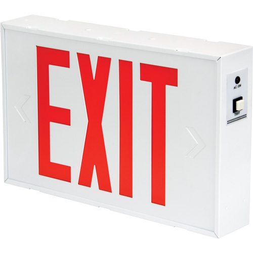 Enseigne de sortie, DEL, &agrave; piles/&agrave; raccordement fixe, 12-1/5" lo x 7-1/2" la, Anglais Moffatt Supply & Specialties