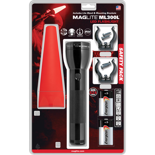 Safety Flashlight Pack, LED, 487 Lumens, D Batteries Moffatt Supply & Specialties