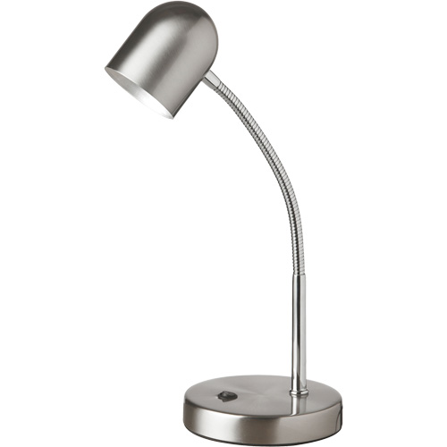 Metal Table Lamp, 5 W, LED, 14" Neck, Satin Chrome Moffatt Supply & Specialties
