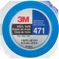 471 Vinyl Tape, 25.4 mm (1") W x 32.9 m (108') L, 5.3 mils, Blue Moffatt Supply & Specialties