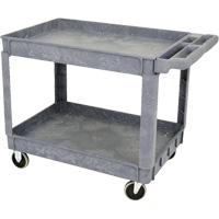 JPTC-3624 Heavy-Duty Polypropylene Shop Cart, 2 Tiers, 46" W x 25-1/2" D x 33-1/4" H, 500 lbs. Cap. Moffatt Supply & Specialties