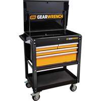 Chariot utilitaire, 4 tiroirs, 33" lo x 21" la x 42" h, Noir/Orange Moffatt Supply & Specialties