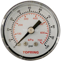 Manom&egrave;tre,  1-1/2", 0 - 100 psi, Fixation arri&egrave;re, Analogique Moffatt Supply & Specialties