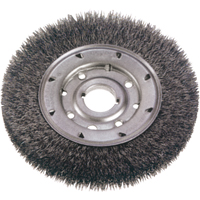 Crimped Wire Wheel Brushes - Narrow Face, 6" Dia., 0.014" Fill, 1-1/4" Arbor Moffatt Supply & Specialties