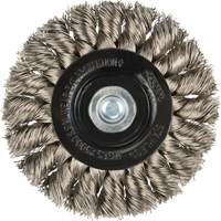 Brosses rotatives &agrave; fils nou&eacute;s - Brosse rotative &agrave; fils nou&eacute;s a/queue 1/4", Fils nou&eacute;s standards, Dia. 3", Fils 0,014", Acier inoxydable Moffatt Supply & Specialties