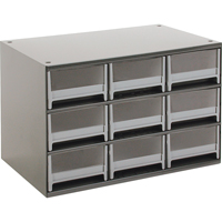 Modular Parts Cabinets, Steel, 9 Drawers, 17" x 10-9/16" x 3-1/16", Grey Moffatt Supply & Specialties