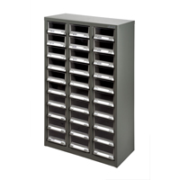 KPC-200 Parts Cabinet, Galvanized Steel, 30 Drawers, 21-3/10" x 10-2/5" x 36-9/10", Grey Moffatt Supply & Specialties