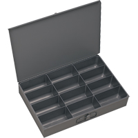 Compartment Scoop Boxes, Steel, 12 Slots, 13 3/8" W x 9-1/4" D x 2" H, Grey Moffatt Supply & Specialties