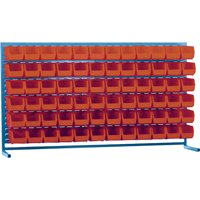 Louvered Rack with Bins, 72 Bins, 72" W x 15" D x 40" H Moffatt Supply & Specialties