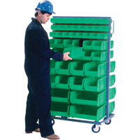 Double-Sided Mobile Bin Rack, Double-sided, 96 bins, 36" W x 24" D x 63" H Moffatt Supply & Specialties
