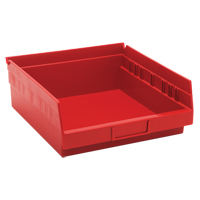 Shelf Bins, 11-1/8" W x 4" H x 11-5/8" D, Red, 30 lbs. Capacity Moffatt Supply & Specialties