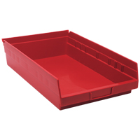 Shelf Bins, 11-1/8" W x 4" H x 17-7/8" D, Red, 40 lbs. Capacity Moffatt Supply & Specialties