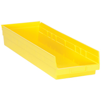 Shelf Bins, 8-3/8" W x 4" H x 23-5/8" D, Yellow, 50 lbs. Capacity Moffatt Supply & Specialties