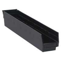 Economy Shelf Bin, 4-1/8" W x 4" H x 23-5/8" D, Black Moffatt Supply & Specialties