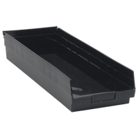 Economy Shelf Bin, 8-3/8" W x 4" H x 23-5/8" D, Black, 60 lbs. Capacity Moffatt Supply & Specialties