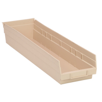 Economy Shelf Bin, 6-5/8" W x 4" H x 23-5/8" D, Ivory Moffatt Supply & Specialties