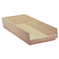 Economy Shelf Bin, 11-1/8" W x 4" H x 23-5/8" D, Ivory, 60 lbs. Capacity Moffatt Supply & Specialties