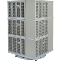 Heavy-Duty Industrial Carousel Drawer Cabinet, Steel, 240 Drawers, 27" W x 27" D x 48" H, Grey Moffatt Supply & Specialties