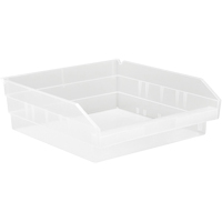 Shelf Bins, 11-1/8" W x 4" H x 11-5/8" D, Clear, 30 lbs. Capacity Moffatt Supply & Specialties