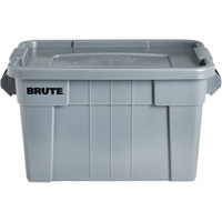 Brute Storage Tote with Lid, 27.88” D x 17.38” W x 15.13” H, 160 lbs. Capacity, Grey Moffatt Supply & Specialties