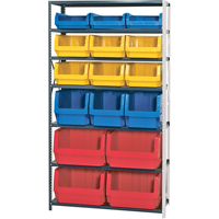 Shelving Unit with Stacking Bins, Steel, Magnum Bin, 650 lbs. Capacity, 42" W x 76" H Moffatt Supply & Specialties