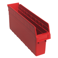 Store-Max Shelf Bins, 4-3/8" W x 8" H x 17-7/8" D, Red, 56 lbs. Capacity Moffatt Supply & Specialties
