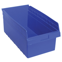 Store-Max Shelf Bins, 11-1/8" W x 8" H x 17-7/8" D, Blue, 56 lbs. Capacity Moffatt Supply & Specialties