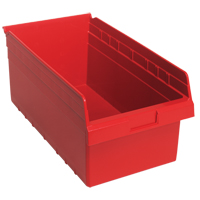Store-Max Shelf Bins, 11-1/8" W x 8" H x 17-7/8" D, Red, 56 lbs. Capacity Moffatt Supply & Specialties