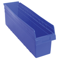 Store-Max Shelf Bins, 6-5/8" W x 8" H x 23-5/8" D, Blue, 68 lbs. Capacity Moffatt Supply & Specialties