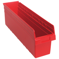 Store-Max Shelf Bins, 6-5/8" W x 8" H x 23-5/8" D, Red, 68 lbs. Capacity Moffatt Supply & Specialties