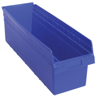 Store-Max Shelf Bins, 8-3/8" W x 8" H x 23-5/8" D, Blue, 68 lbs. Capacity Moffatt Supply & Specialties