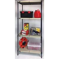 Wire Shelving Unit with Plastic Shelves, Wire Frame with Plastic Shelves, Boltless, 600 lbs. Capacity, 30" W x 72" H x 18" D Moffatt Supply & Specialties