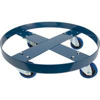 Drum Dolly, Steel, 1400 lbs. Capacity, 24" Diameter, Blue Elastic Casters Moffatt Supply & Specialties
