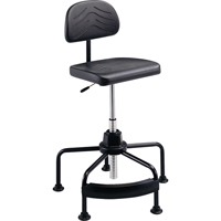 Industrial Seating, Stationary, Adjustable, 17" - 35", Polyurethane Seat, Black Moffatt Supply & Specialties