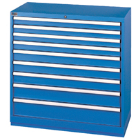 Drawer Cabinets, 9 Drawers, 40-1/4" W x 22-1/2" D x 41-3/4" H, Bright blue Moffatt Supply & Specialties