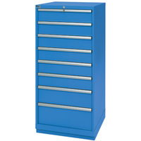 Drawer Cabinets, 8 Drawers, 28-1/4" W x 28-1/2" D x 59-1/2" H, Bright blue Moffatt Supply & Specialties