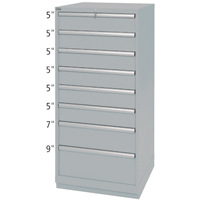 Drawer Cabinets, 8 Drawers, 28-1/4" W x 28-1/2" D x 59-1/2" H, Grey Moffatt Supply & Specialties