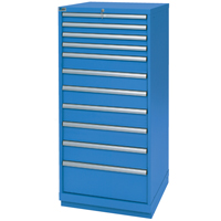 Drawer Cabinets, 11 Drawers, 28-1/4" W x 28-1/2" D x 59-1/2" H, Bright blue Moffatt Supply & Specialties