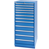 Drawer Cabinets, 12 Drawers, 28-1/4" W x 28-1/2" D x 59-1/2" H, Bright blue Moffatt Supply & Specialties