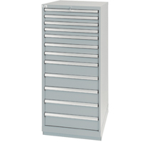 Drawer Cabinets, 12 Drawers, 28-1/4" W x 28-1/2" D x 59-1/2" H, Grey Moffatt Supply & Specialties