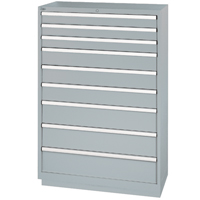 Drawer Cabinets, 9 Drawers, 40-1/4" W x 22-1/2" D x 59-1/2" H, Grey Moffatt Supply & Specialties