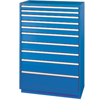 Drawer Cabinets, 10 Drawers, 40-1/4" W x 22-1/2" D x 59-1/2" H, Bright blue Moffatt Supply & Specialties