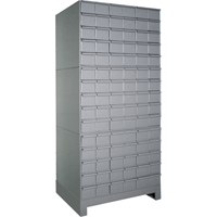 Armoires &agrave; tiroirs industriels avec base, 90 tiroirs, 34-1/8" la x 12-1/4" p x 69-1/8" h, Gris Moffatt Supply & Specialties