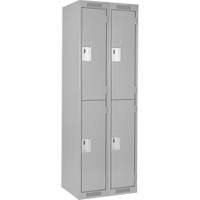 Clean Line Lockers, 2 -tier, Bank of 2, 24" x 18" x 72", Steel, Grey, Rivet (Assembled) Moffatt Supply & Specialties