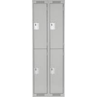 Clean Line Lockers, 2 -tier, Bank of 2, 24" x 18" x 72", Steel, Grey, Rivet (Assembled) Moffatt Supply & Specialties