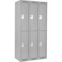 Clean Line Lockers, 2 -tier, Bank of 3, 36" x 18" x 72", Steel, Grey, Rivet (Assembled) Moffatt Supply & Specialties