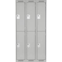 Clean Line Lockers, 2 -tier, Bank of 3, 36" x 18" x 72", Steel, Grey, Rivet (Assembled) Moffatt Supply & Specialties