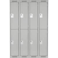 Clean Line Lockers, 2 -tier, Bank of 4, 48" x 18" x 72", Steel, Grey, Rivet (Assembled) Moffatt Supply & Specialties